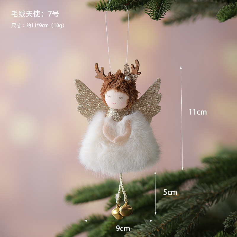 Nuevos productos transfronterizos de venta caliente Angel Girl Navidad decoración colgante gorra de punta colgante de muñeca de peluche de tamaño grande