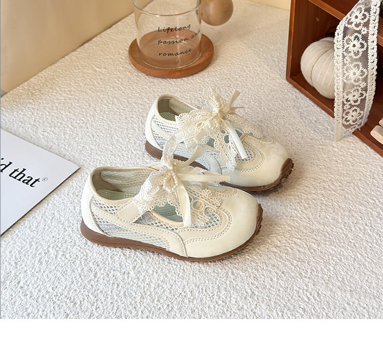 Breathable Mesh Sneakers For Girls With Bow Lightweight Trainers_voghion.com