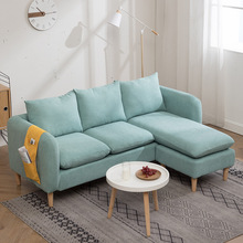 直销布艺沙发小户型客厅简约现代小型双人三人座北欧绒质L形网红