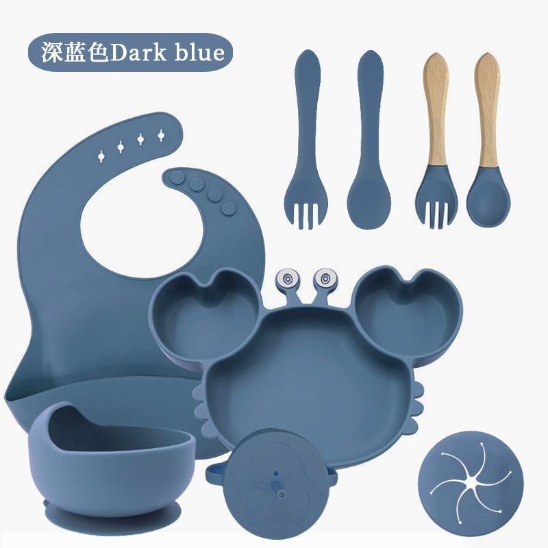 진한 파란색 - 9피스 크랩 디너 플레이트 세트