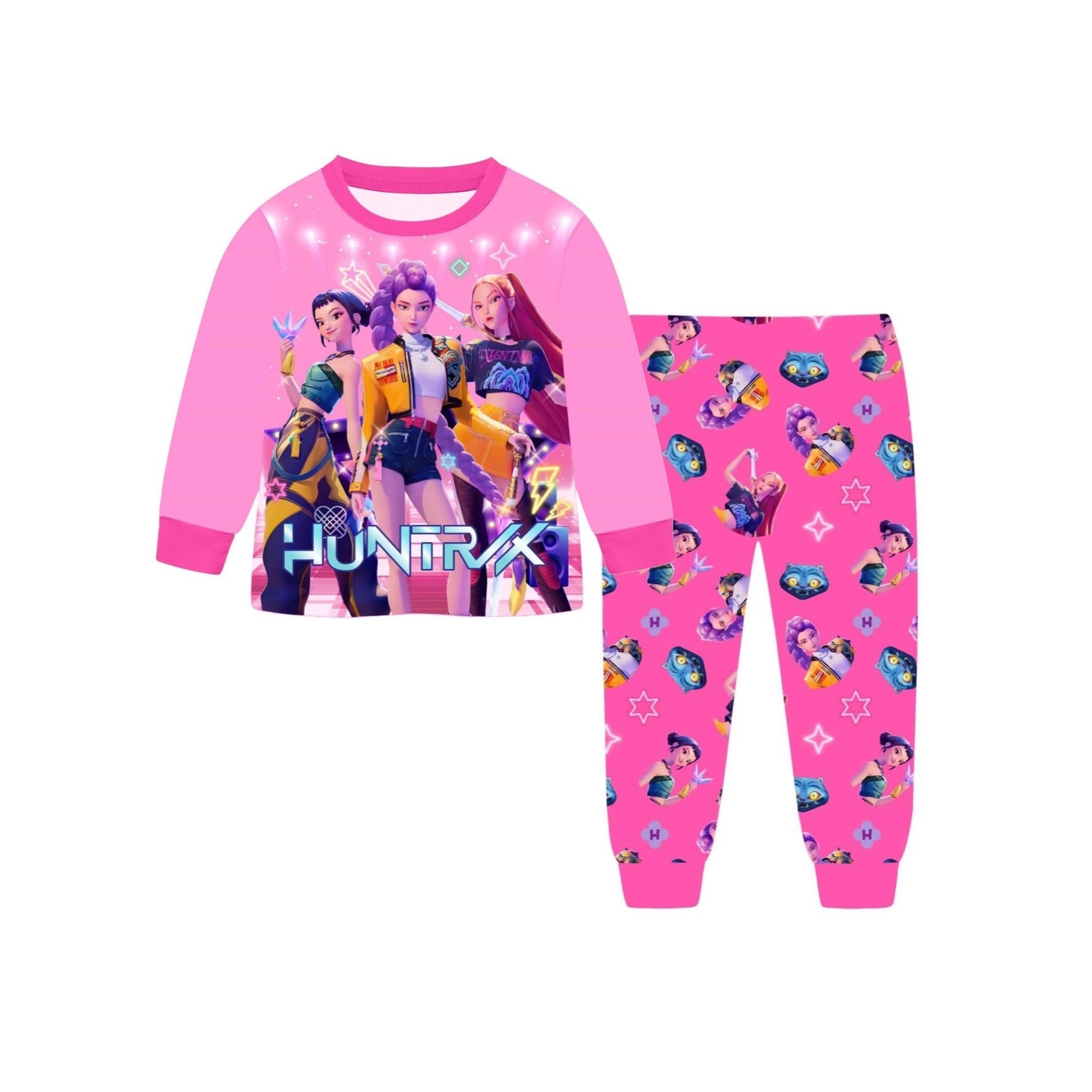 新款跨境卡通猎魔女团儿童 长袖睡衣套装 家居服