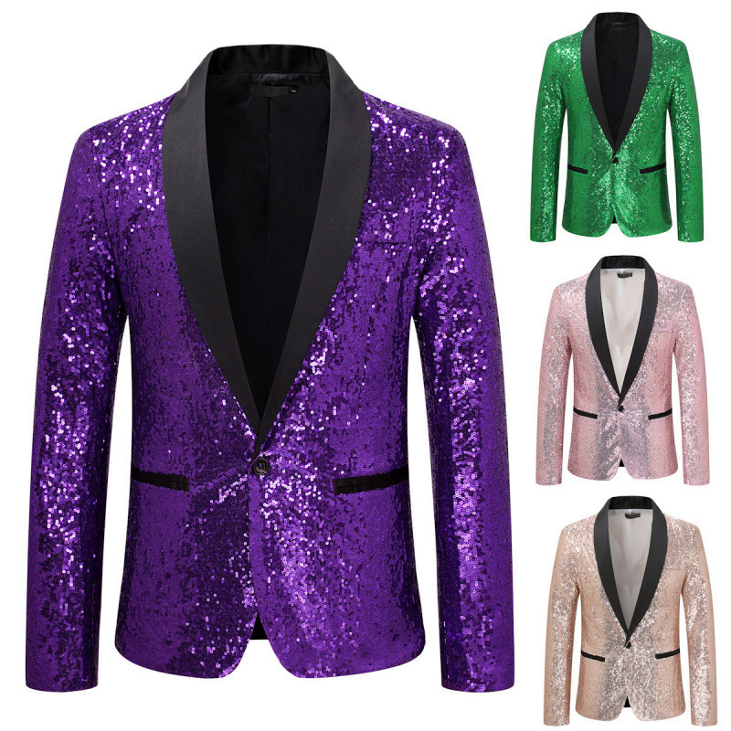 2025 Cross-Border Export New Shiny Special Effect Jacket Special Price Men's Sequin Suit Suit