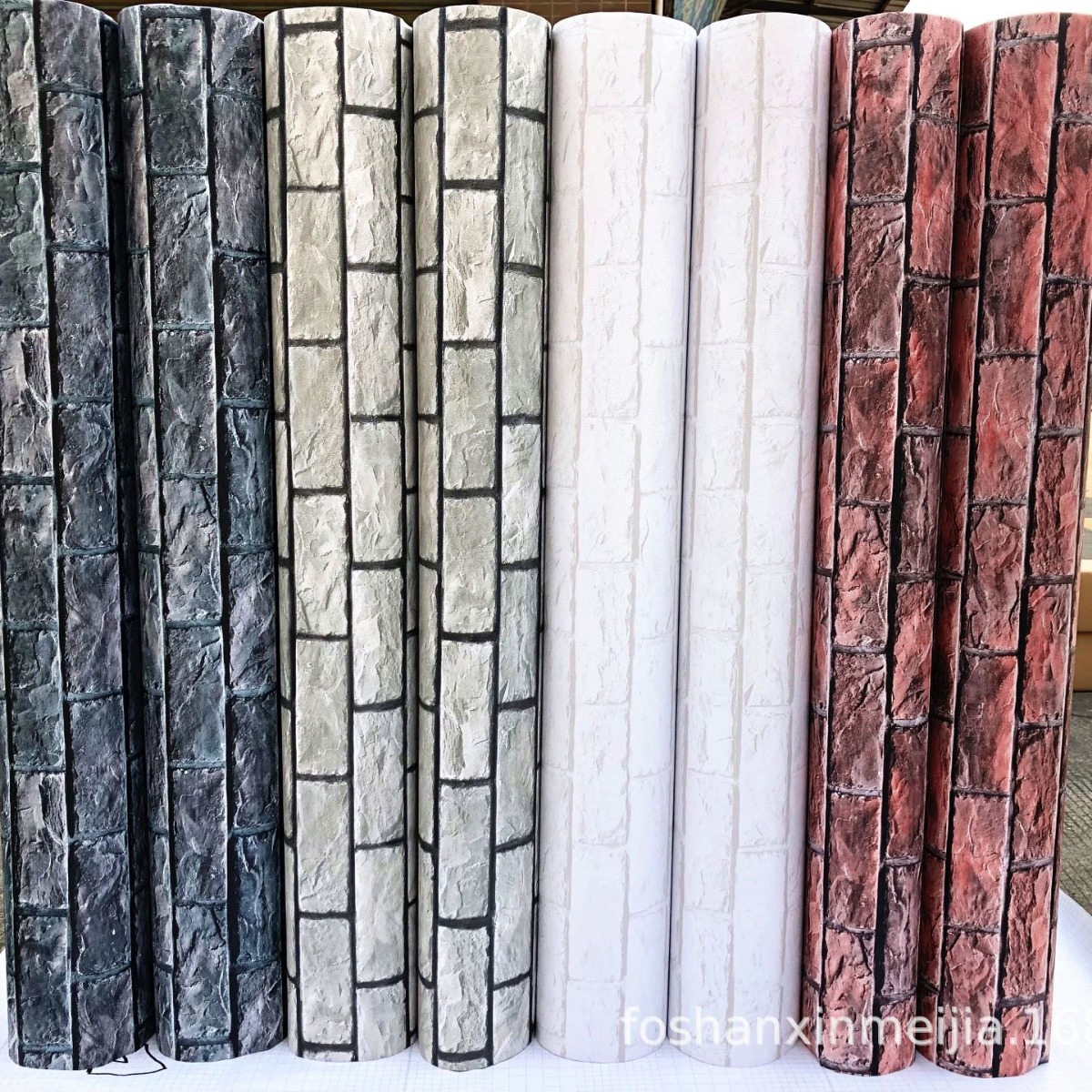 Color film retro brick 3D stereo background Self -stick wall sticker…