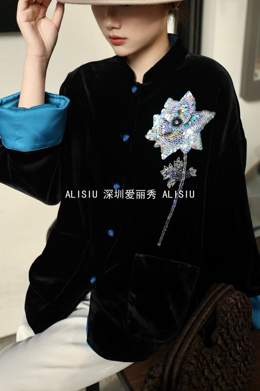 Shenzhen Nanyou Light Luxury Blue Lotus Silk Velvet Jacquard New Chinese Style National Style Heavy Embroidery Jacquard Shenzhen Nanyou Light Luxury Blue Lotus Silk Velvet Jacquard New Chinese Style National Style Heavy Embroidery Jacquard