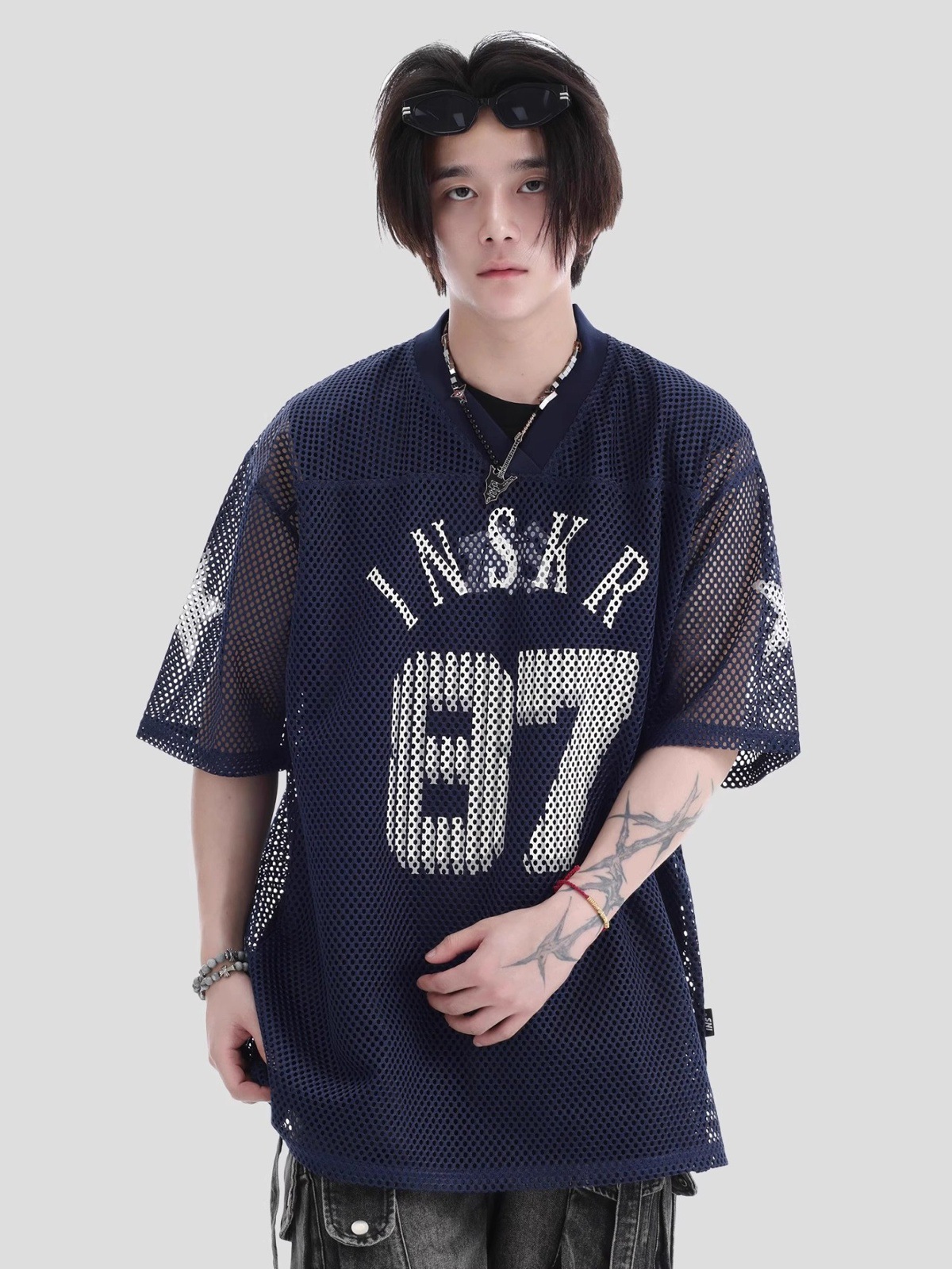 Mesh Jersey American Street Style Printed Short Sleeve T-Shirt For Men And Women Summer_viptrois.com