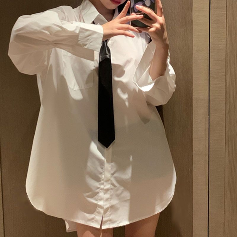 티셔츠 JK 유니폼 셔츠 치마 원피스 주름 치마 여성 가을 겨울 봄 여름 투피스 세트 짧은 치마 셔츠