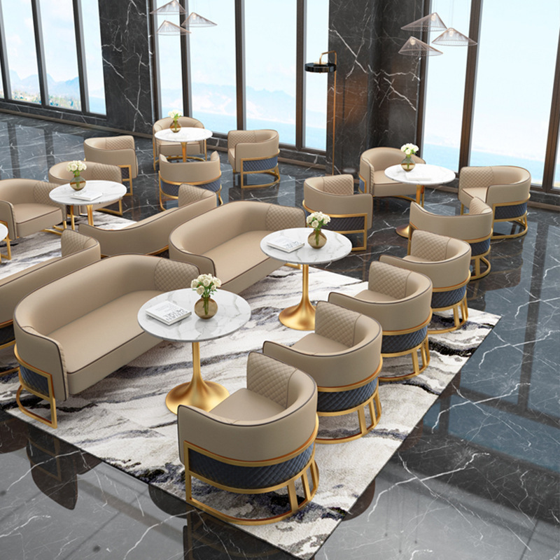 Light luxury negotiation table and chair combination milk tea shop cafe sofa clothing store rest area business hotel reception card seat