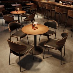 餐桌椅复古美式酒吧清吧实木餐桌椅组合西餐厅奶茶店商用桌椅定制