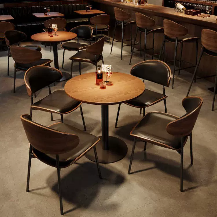 餐桌椅复古美式酒吧清吧实木餐桌椅组合西餐厅奶茶店商用桌椅定制