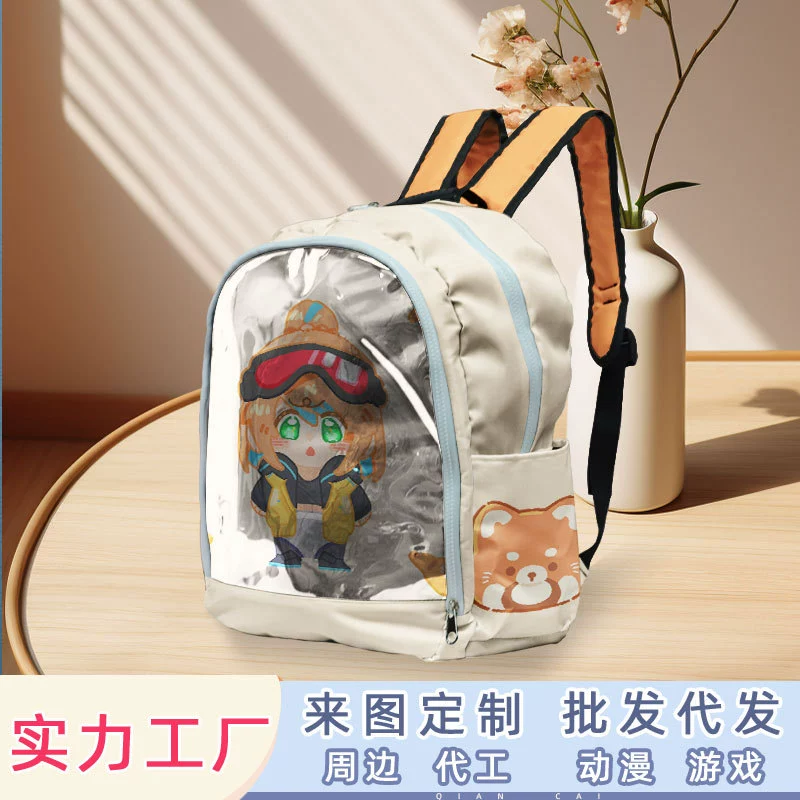 Японский мультфильм печать мешок боли Детская сумка милый ins стиль персонализированный прозрачный рюкзак композитная ткань школьная сумка