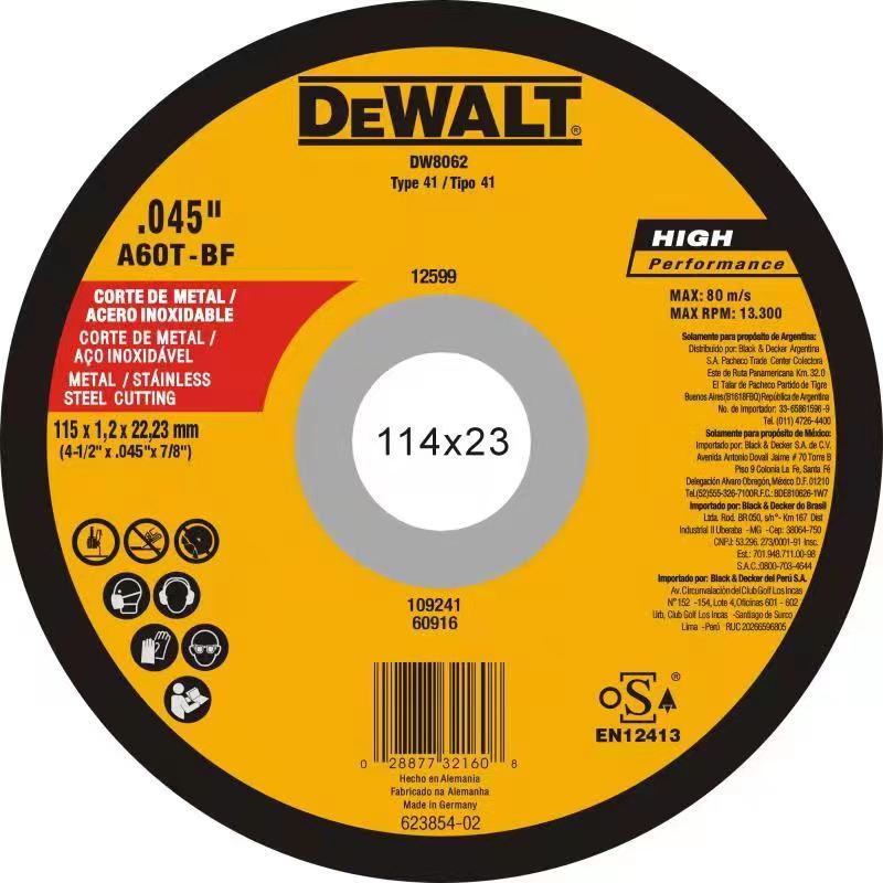 Fabricante Dewei rueda de molienda de metal acero inoxidable disco de corte disco de molienda 115-350 pieza de rueda de molienda al por mayor