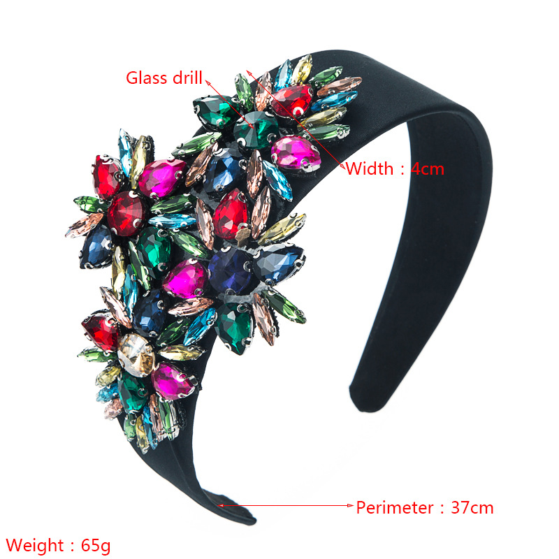 Baroque Style Shiny Stained Glass Diamond Fabric Headband display picture 1