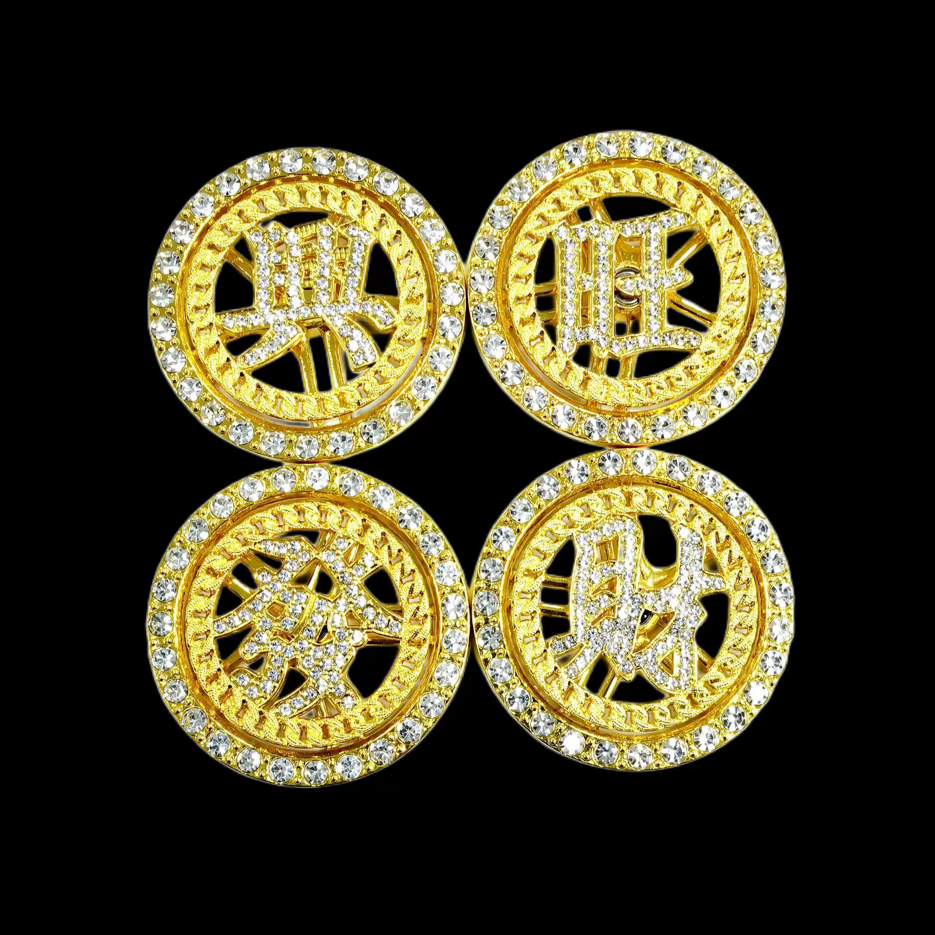 抖音DIY镶钻石国潮汉字可旋转手机背贴 手机壳装饰配件金币厂家