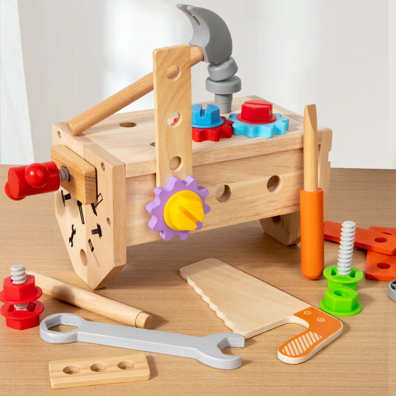Educación temprana para niños Variedad Caja de herramientas portátil Simulación Desmontaje Mantenimiento Tornillo Tornillo Tuerca Mesa de trabajo Juguetes educativos