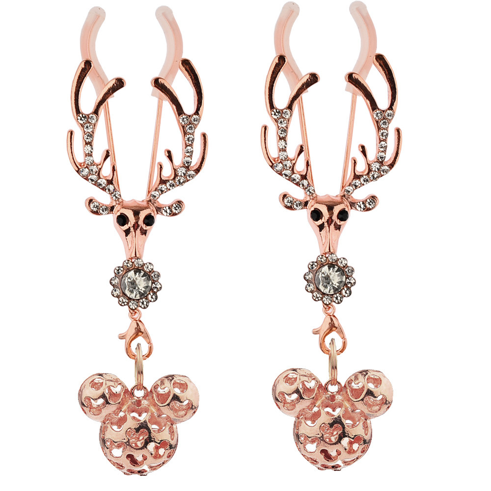 麋鹿夹+玫瑰金米奇(1对)