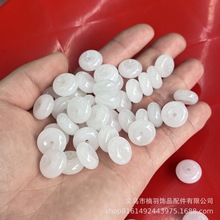 厂家批发 天然汉白玉面包圈平安扣散珠子吊坠挂件手工diy饰品配件