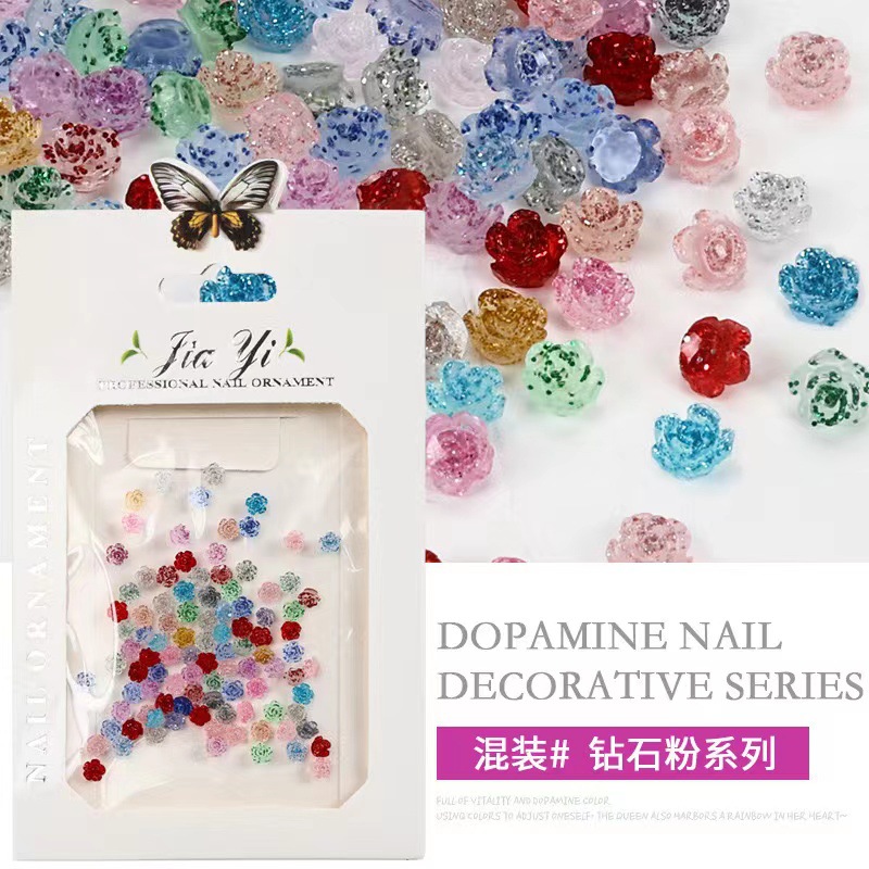 Mini tamaño pequeño Camelia color caramelo dopamina joyería de uñas amor Accesorios