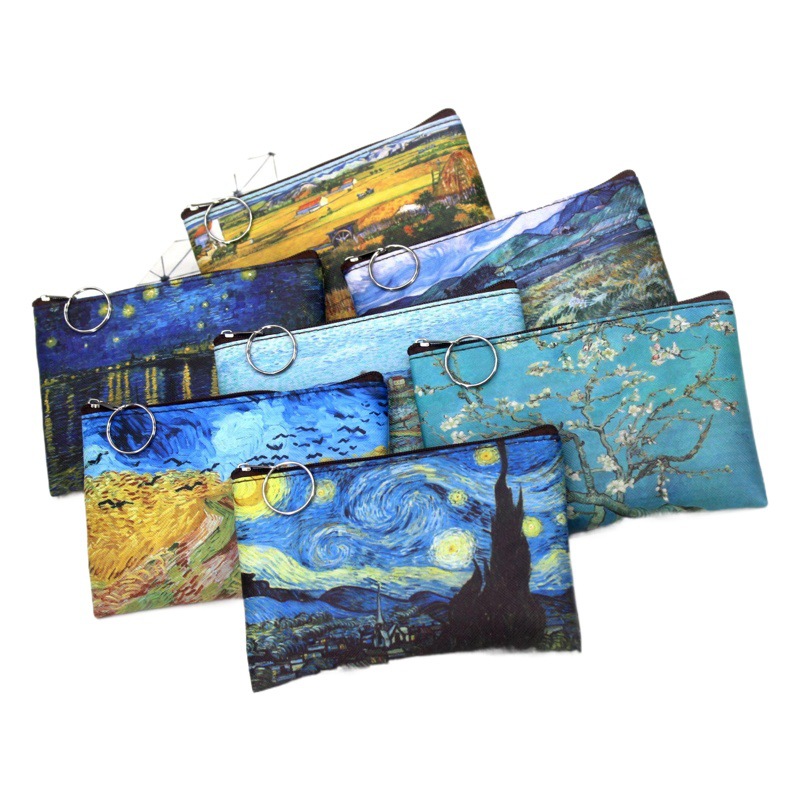 Bolso de moneda creativo de impresión clásica bolso de moneda nostálgico pintura al óleo bolso de mano de las mujeres pequeño bolso cuadrado retro estudiante pequeña billetera