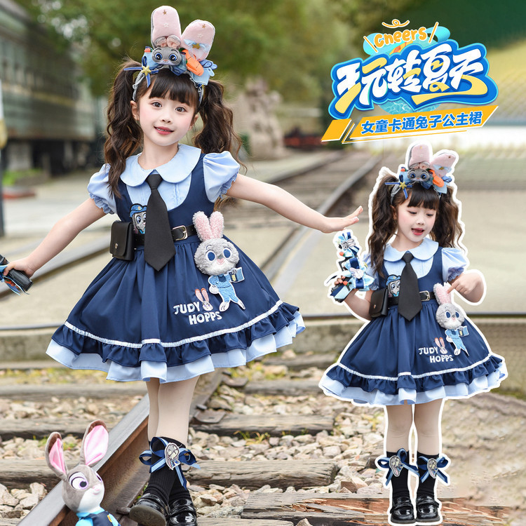 Girls' Judy Lolita Princess Dress Spring/Summer Bunny Police Officer Costume Children's Disney Zootopia Outfit Girls' Judy Lolita Princess Dress Spring/Summer Bunny Police Officer Costume Children's Disney Zootopia Outfit