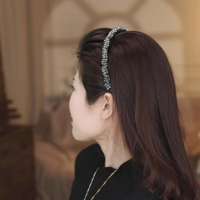 Diámetro flash Louise cabello ligero temperamento lujoso alto cráneo cabello de cabello abrazadera de cabello de alta calidad estilo extranjero tocado de moda