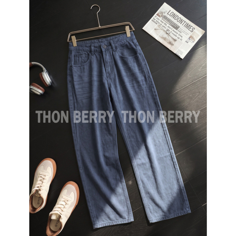 Simple and casual autumn and winter pure cotton fashion drapey versatile straight-leg jeans for men I031 Simple and casual autumn and winter pure cotton fashion drapey versatile straight-leg jeans for men I031