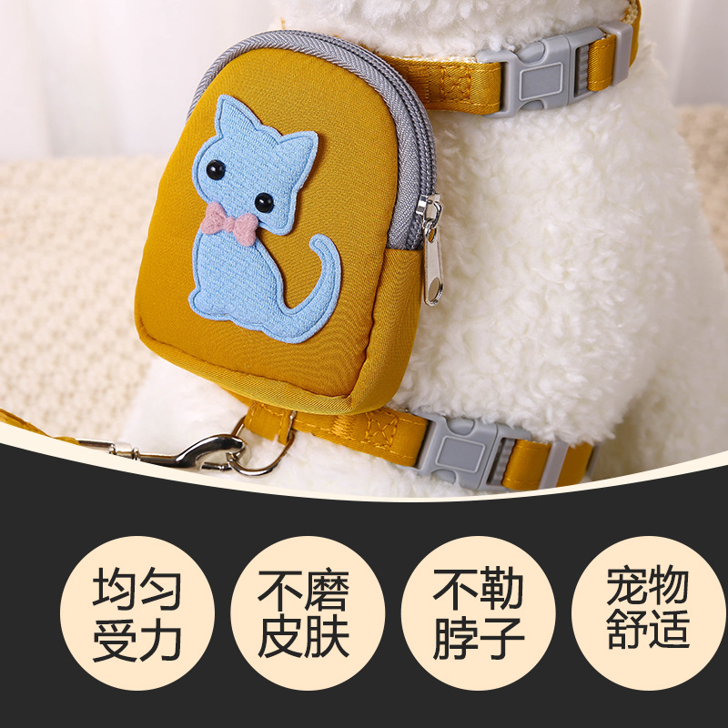 Mochila para mascotas oso de peluche Correa gato perro correa de pecho Cadena de perro cuerda para caminar monedero gato cuerda para caminar