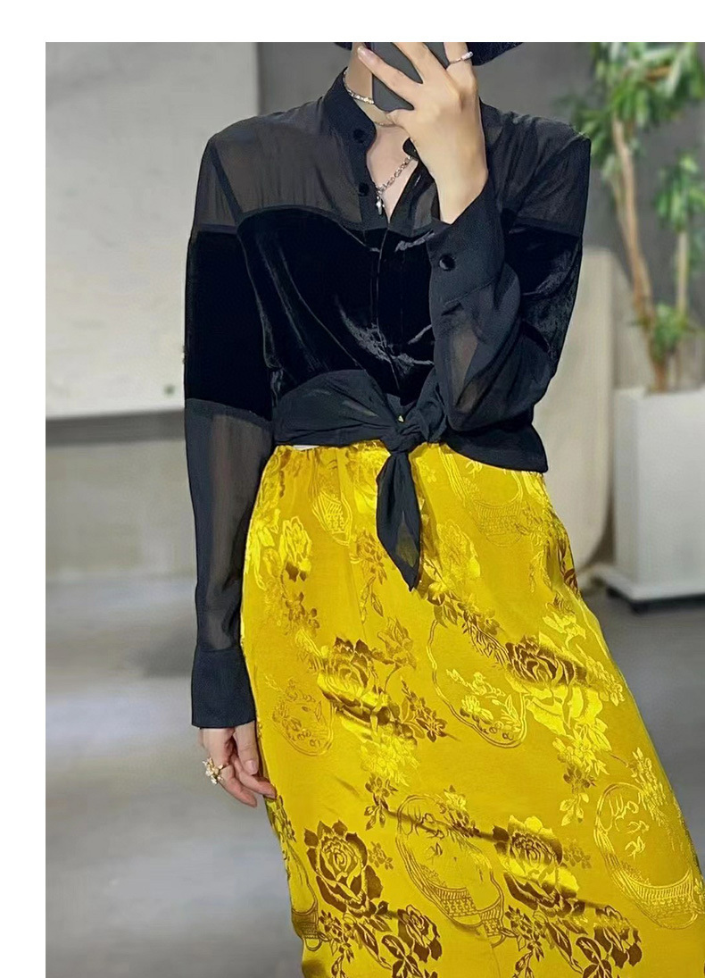 GraceChic GraceChic GraceChic Wom's Fashion Station 25 nuove camicette in velluto di seta patchwork in rete trasparente alla moda europea per_voghion.com