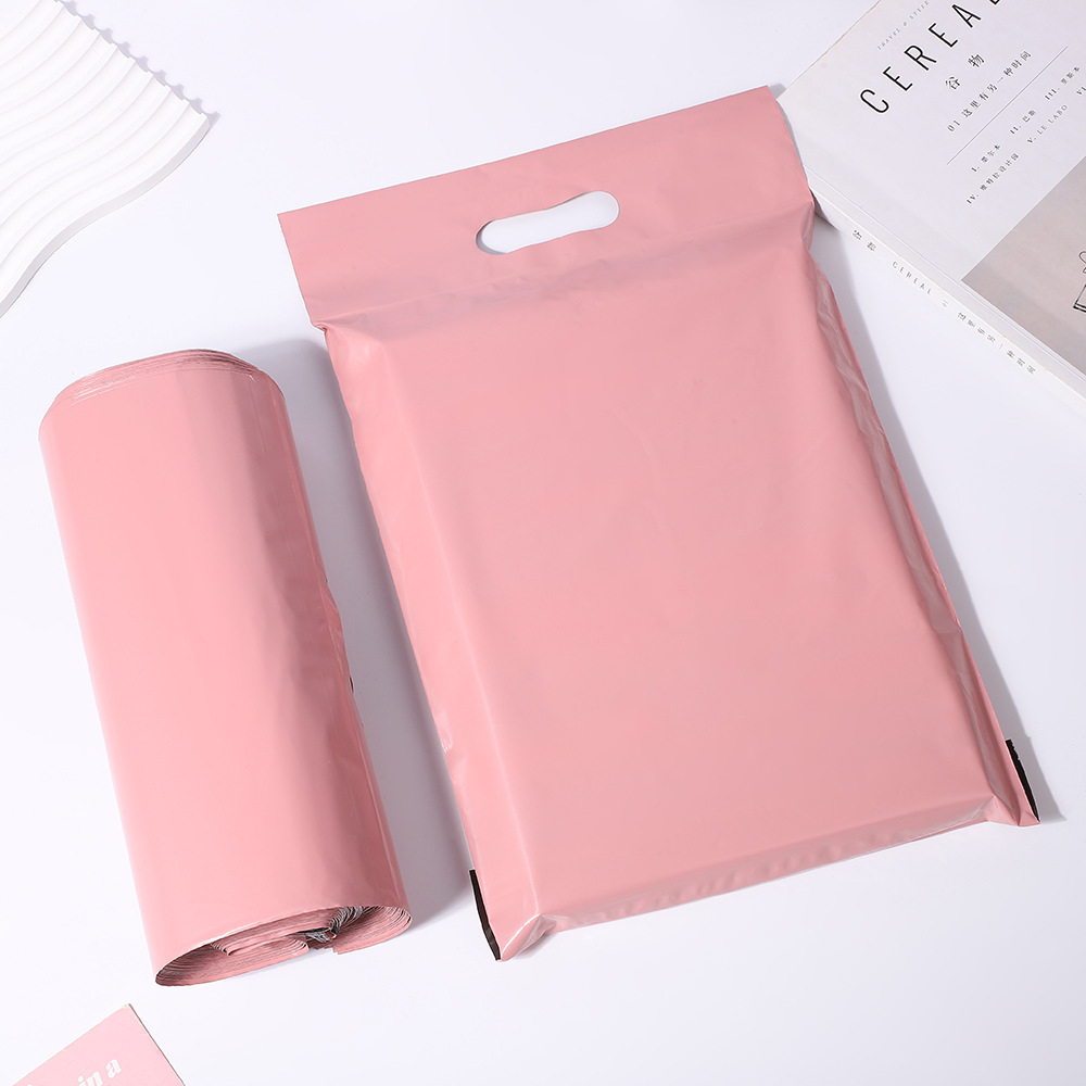 Bolsa de entrega rosa portátil, bolsa de embalaje de color de ropa PE gruesa, bolsa de transporte ecológico de gran capacidad, bolsa impermeable