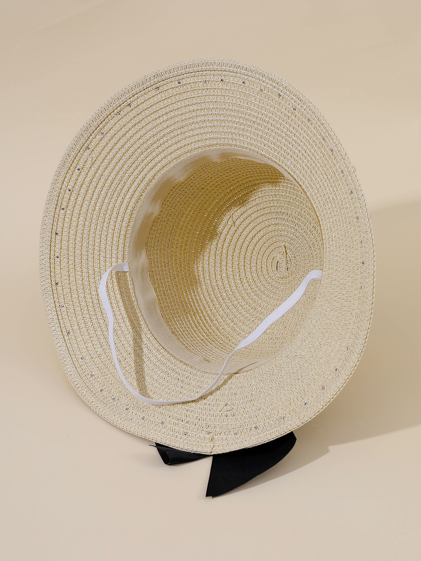 Estilo coreano bowknot de la moda de las mujeres perla sombrero de paja sombrero de sol padre-hijo sombrero de sol sombrero de playa de la playa de moda