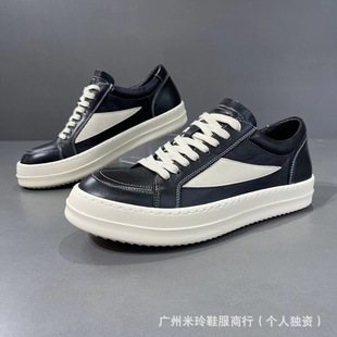 Ro Canvas Shoes Owens Low-top Couples 2024 New Suede Low-top Small Triangle Dark High Street Couples Fashionable Shoes