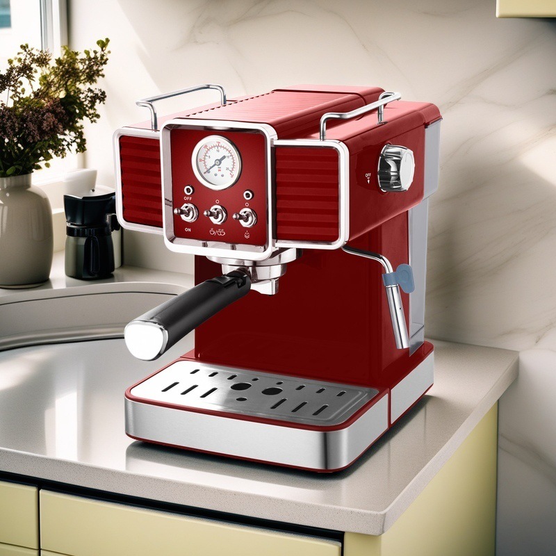 Máquina de café espresso de 20 bar con palanca de maniobra de manómetro Máquina de café de presión de bomba