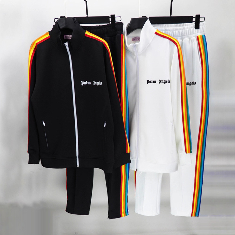 国境を越えた対外貿易PA天使縞ジッパージャケット制服コートカップルのスポーツレジャー男女リボンズボン|undefined