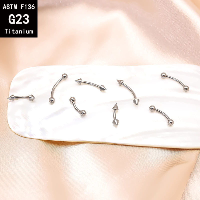 G23 Titanium Internally Threaded Double-Ended Ball Curved Barbell - C-Shaped Rod for Eyebrow & Tongue Piercing - F136 Titanium Alloy Body Jewelry detail image 6