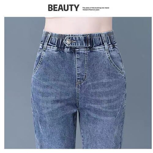 Elastic waist jeans women's new high-waist harem pants all-matching slim slimming straight pencil pants
