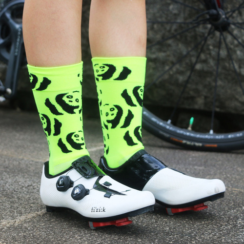 Cross-border cycling socks panda bike sports socks breathable sweat-absorbent high elastic team crew socks for men and women wholesale