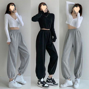 10 Cotton Thin Jogger Sweatpants for Female Students, Plus Size Loose Slimming Harem Pants, High Street Casual Sweatpants for Summer