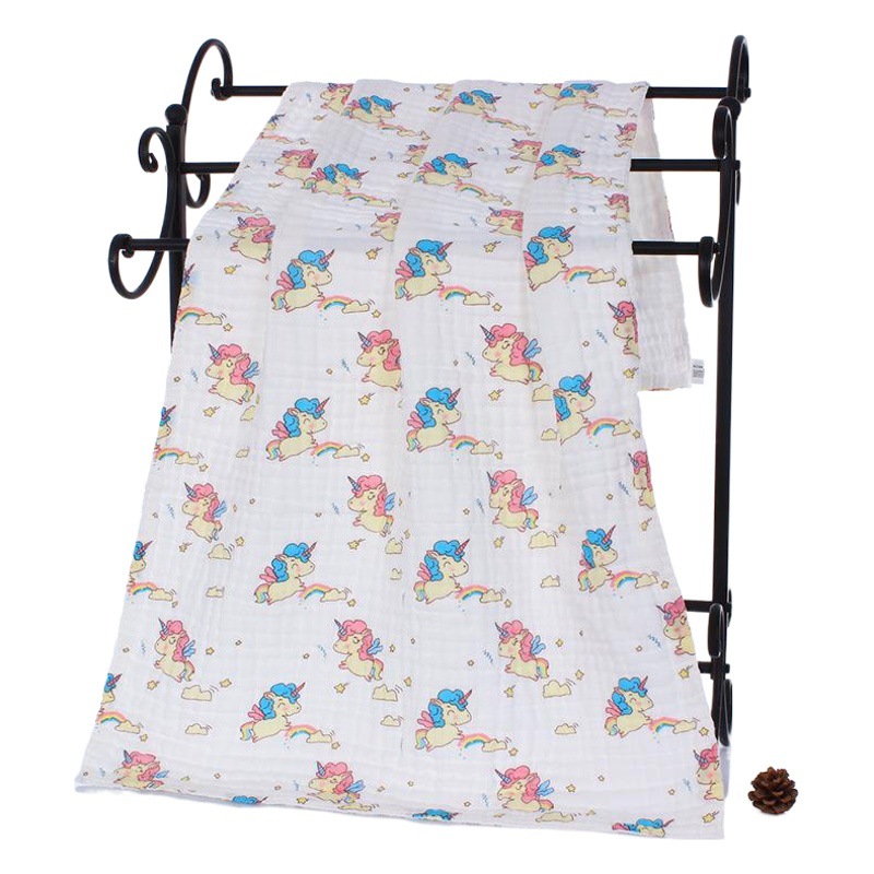 [High density] 6 six layers of washed gauze bath towel 70*140 cartoon baby bubble bath absorbent bath towel