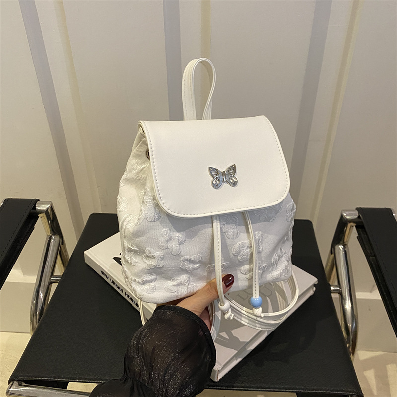 Backpack Women's 2025 New Design Butterfly Portable Korean Style Bucket Bag Fashion Small Lightweight Travel Backpack