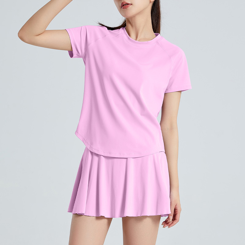 Yoga Clothes for Women Summer 2025 New Quick-Drying Pilates Training Running Sports Short-Sleeved Tops Fitness Skirt Suit