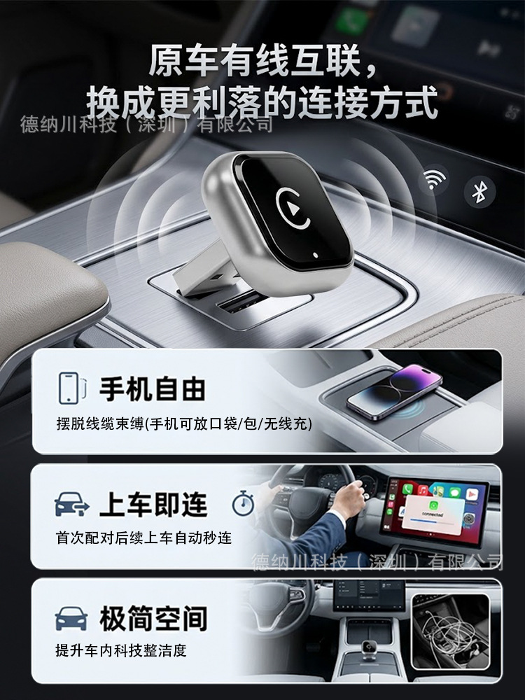 2026 Cross-Border Wireless CarPlay Box Android Auto 2-in-1 Wired to Wireless CarPlay Adapter