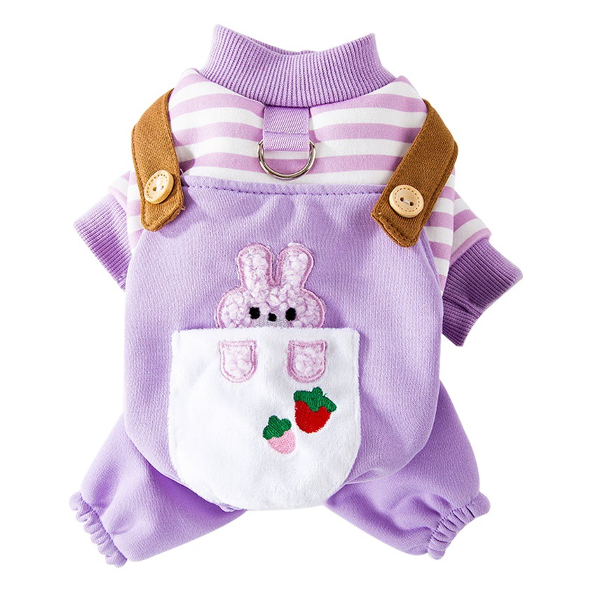 Otoño e invierno lindo oso conejo rayas tracción perro ropa de cuatro patas gato de dibujos animados lindo perro ropa