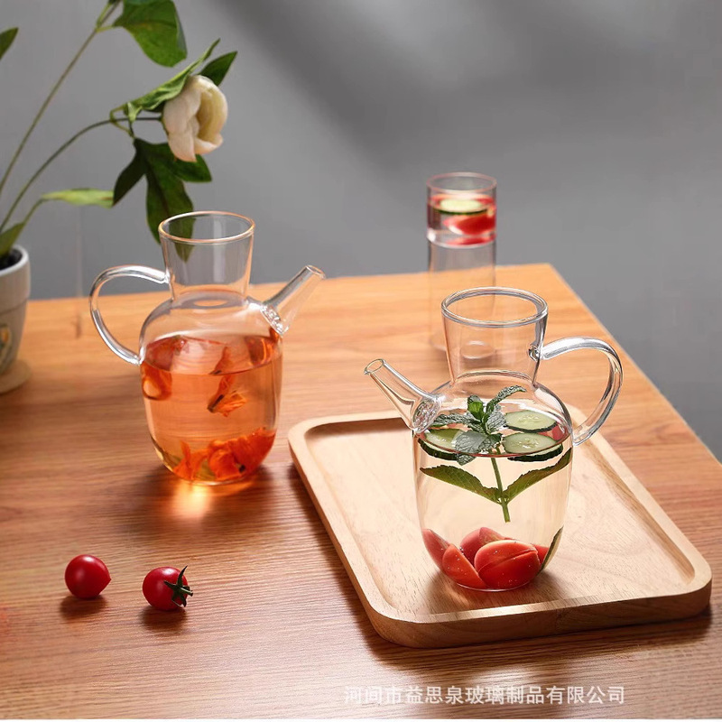 新中国式茶器ガラスティーポット中国式茶屋水経注緑ティーポット執壺花ティーポット高ホウ素シリコン|undefined