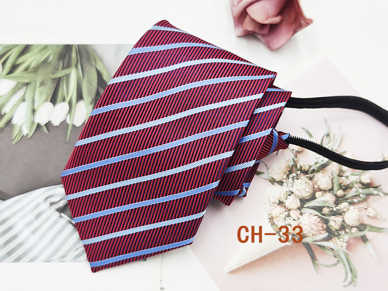 Corbata de cremallera roja para hombres fácil de tirar Estilo libre novio mejor hombre de negocios corbata casual a rayas de hilo teñido 8cm