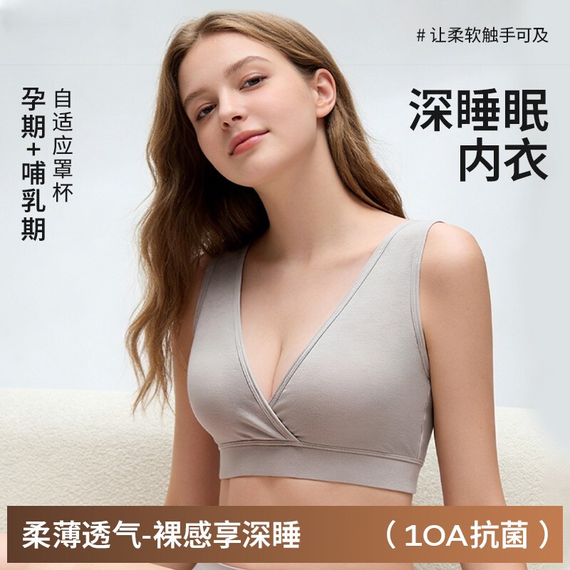 Maternity Sleep Nursing Women's Underwear, Comfortable and Breathable, Fixed Cup, Lift and Gather, Anti-Sagging, Pure Cotton Bra, Summer Thin Maternity Sleep Nursing Women's Underwear, Comfortable and Breathable, Fixed Cup, Lift and Gather, Anti-Sagging, Pure Cotton Bra, Summer Thin
