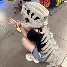 鹿晗同款中华恐龙骨骼骨架模型头套帽子儿童成人cosplay装饰道具