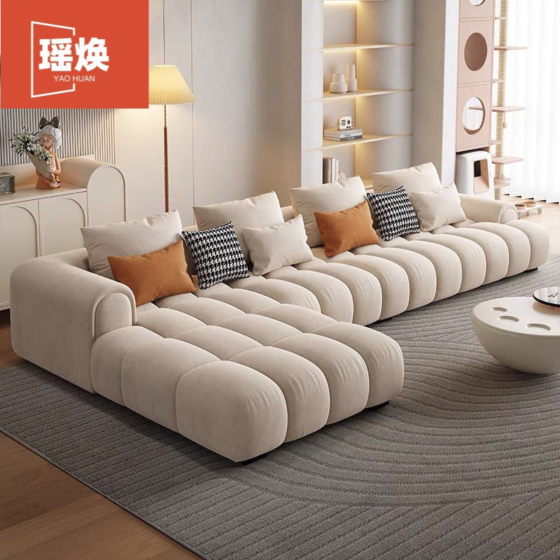 Cream Puff Sofa Living Room Large Sitting Depth Simple Size Straight Row Corner Cat Scratch Cloth Cloud Sofa