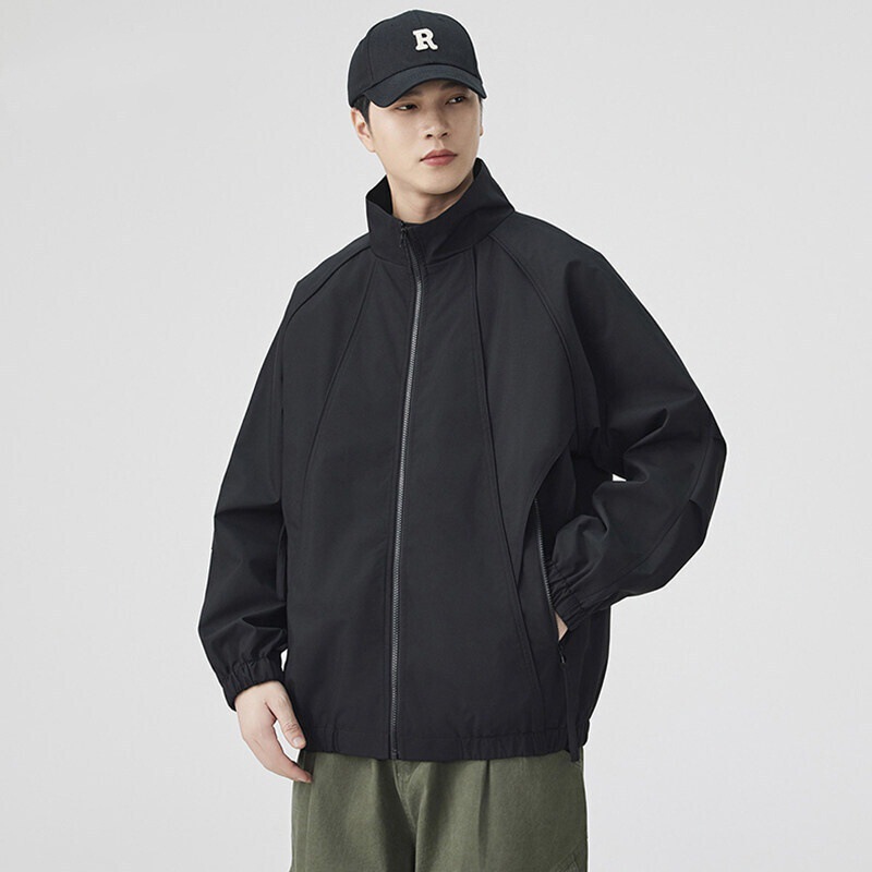 American-style deconstructed stand-up collar windbreaker jacket for men, spring/autumn 2026 new casual workwear pilot jacket with a cool and edgy look