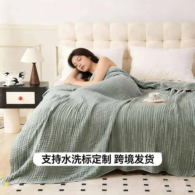 跨境定制床盖毯大尺寸平纹细布空调毯A类纯棉沙发床盖透气棉纱布