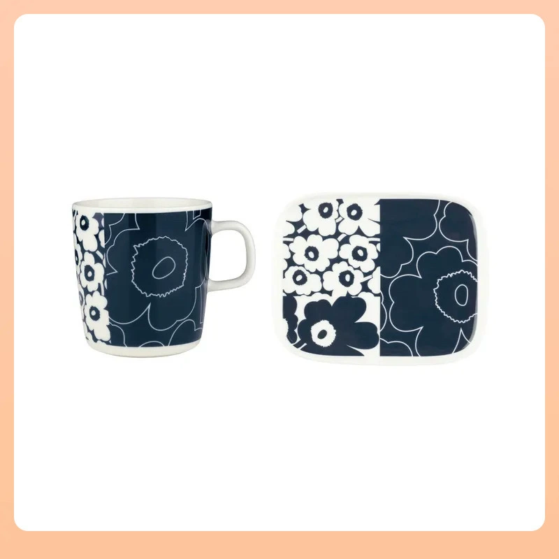 2024 Xiaqiu новый MARIMEKKO MINI глубокий синий цветок/вертикальная керамика Мarks чашка блюдо китайские одноклассники