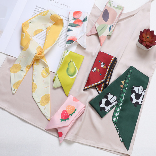 Factory direct sales cute cartoon fruit animal children's hairband parent-child style ponytail bow braided hair streamer